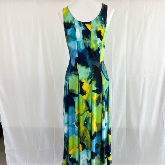 NWT! Glamour Green/Blue/Yellow Maxi Dress Sz 6P - Picture 7 of 10